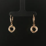 14k Yellow Gold 2.7g Drop Dangle Circle Earrings Italy 1"