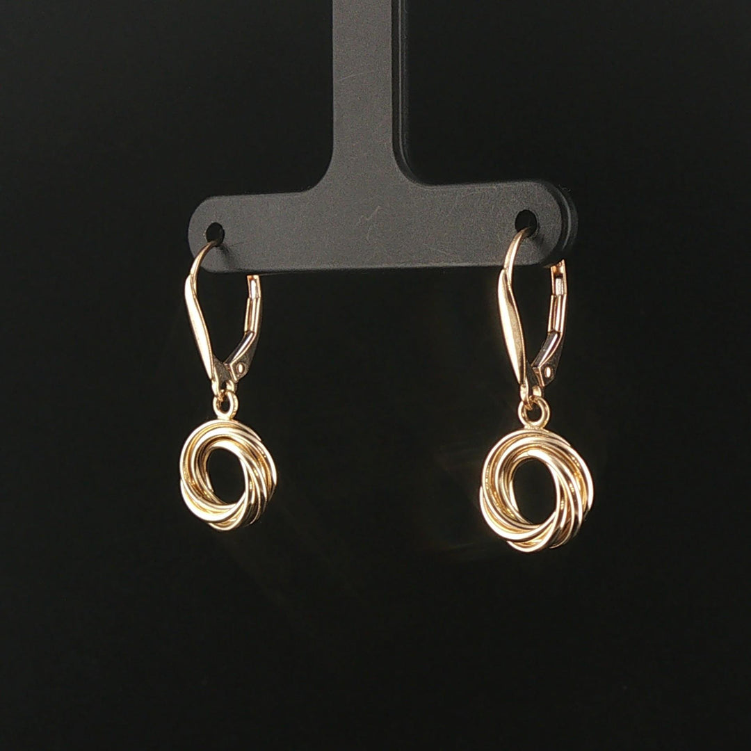 14k Yellow Gold 2.7g Drop Dangle Circle Earrings Italy 1"
