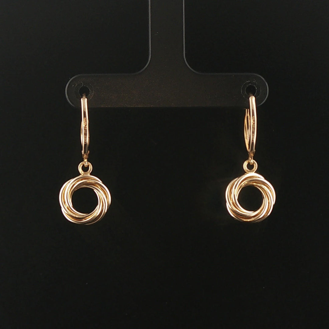 14k Yellow Gold 2.7g Drop Dangle Circle Earrings Italy 1"