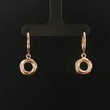 14k Yellow Gold 2.7g Drop Dangle Circle Earrings Italy 1"