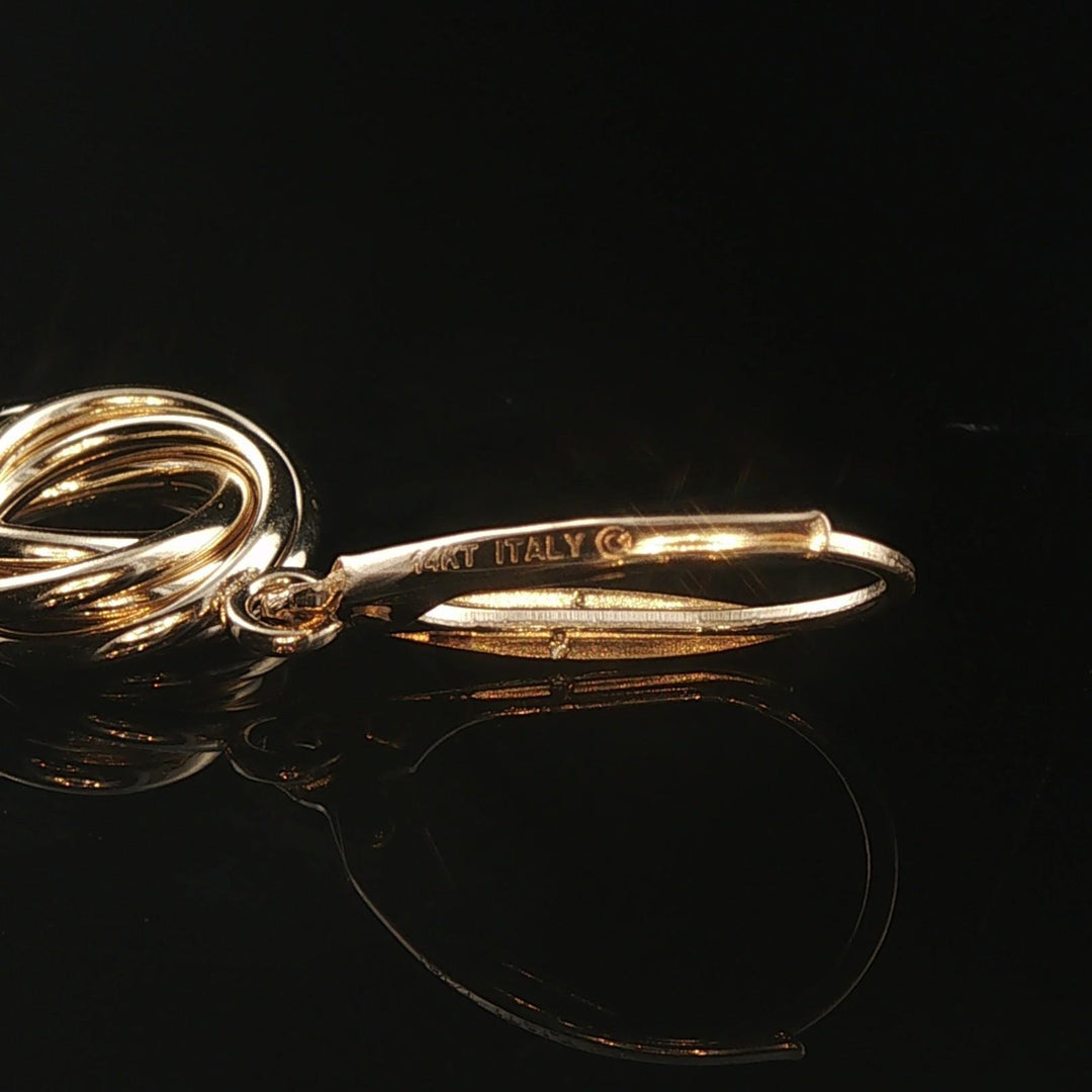 14k Yellow Gold 2.7g Drop Dangle Circle Earrings Italy 1"