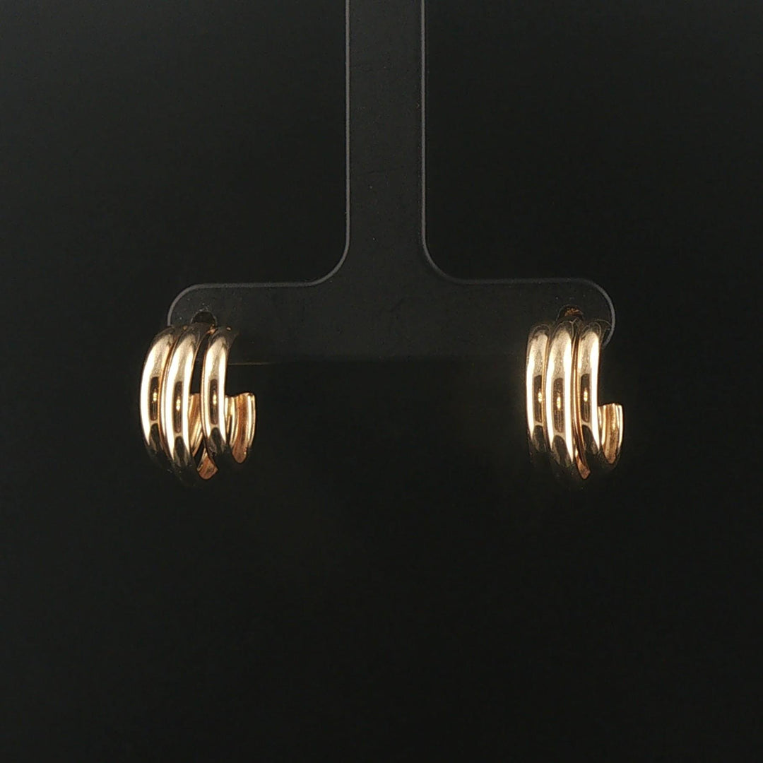 14k Yellow Gold 2.7g Triple Hoop Earrings Italy 0.65"