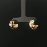 14k Yellow Gold 2.7g Triple Hoop Earrings Italy 0.65"