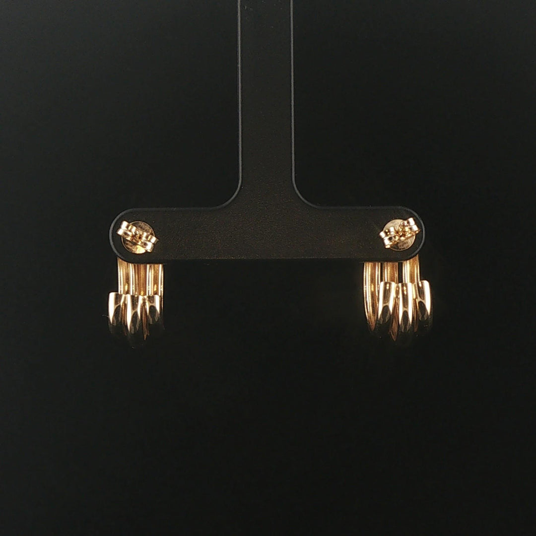 14k Yellow Gold 2.7g Triple Hoop Earrings Italy 0.65"