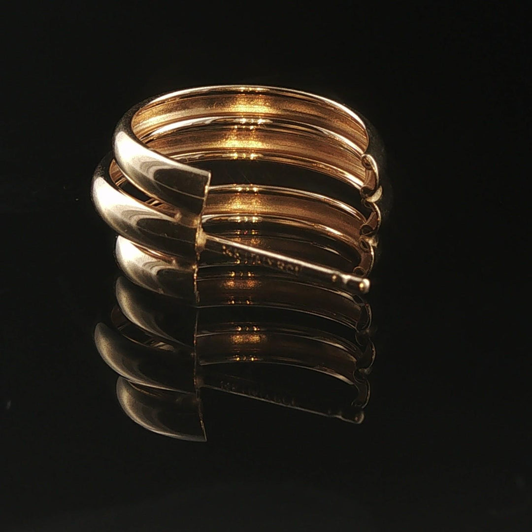 14k Yellow Gold 2.7g Triple Hoop Earrings Italy 0.65"