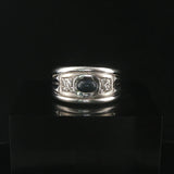 18k White Gold Cabochon Sapphire and Diamond Vintage Band Ring Size 6.75