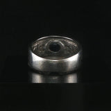 18k White Gold Cabochon Sapphire and Diamond Vintage Band Ring Size 6.75