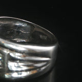 18k White Gold Cabochon Sapphire and Diamond Vintage Band Ring Size 6.75