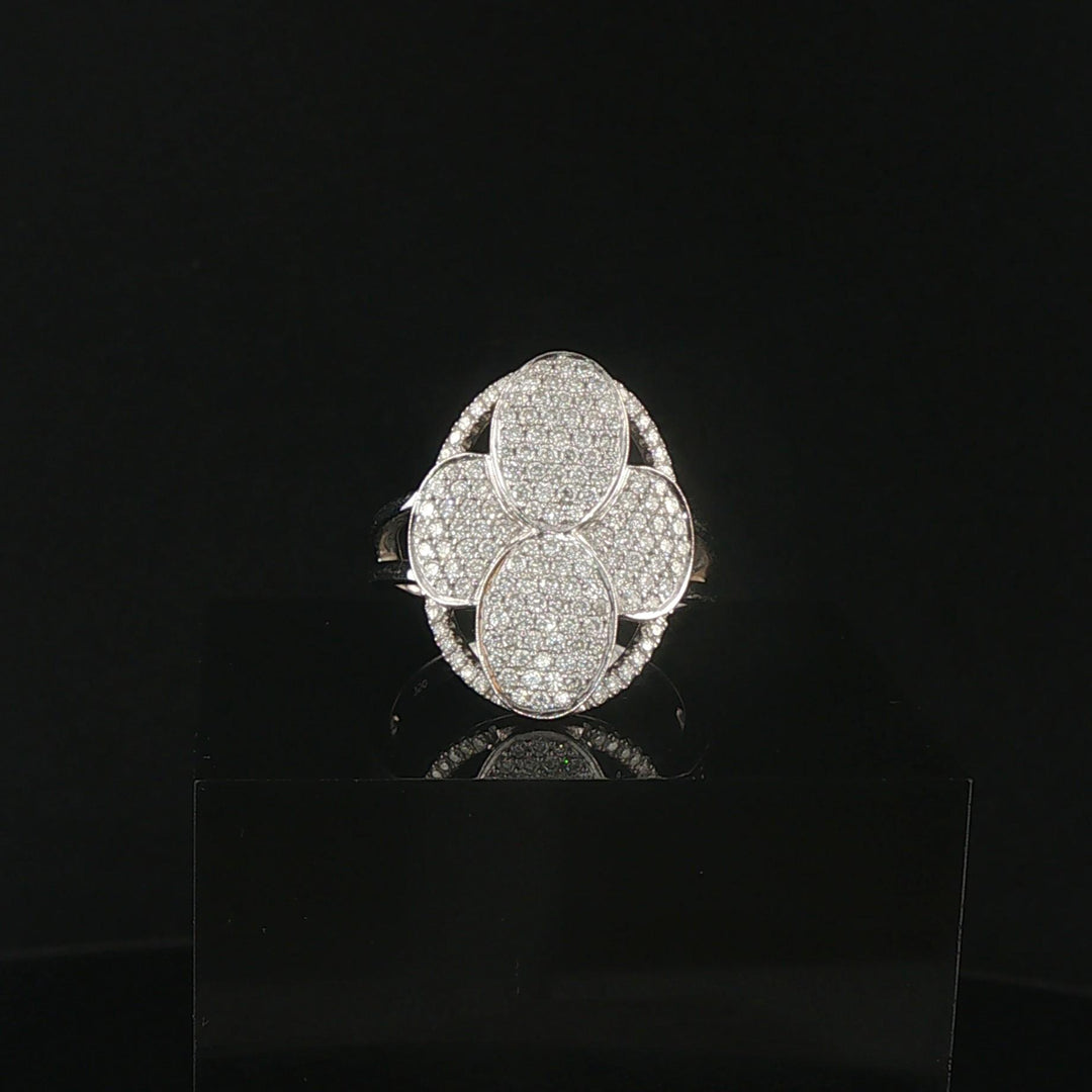 18k White Gold and 1.25cttw Pave Set Diamond Floral Ring Size 7