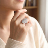 18k White Gold and 1.25cttw Pave Set Diamond Floral Ring Size 7