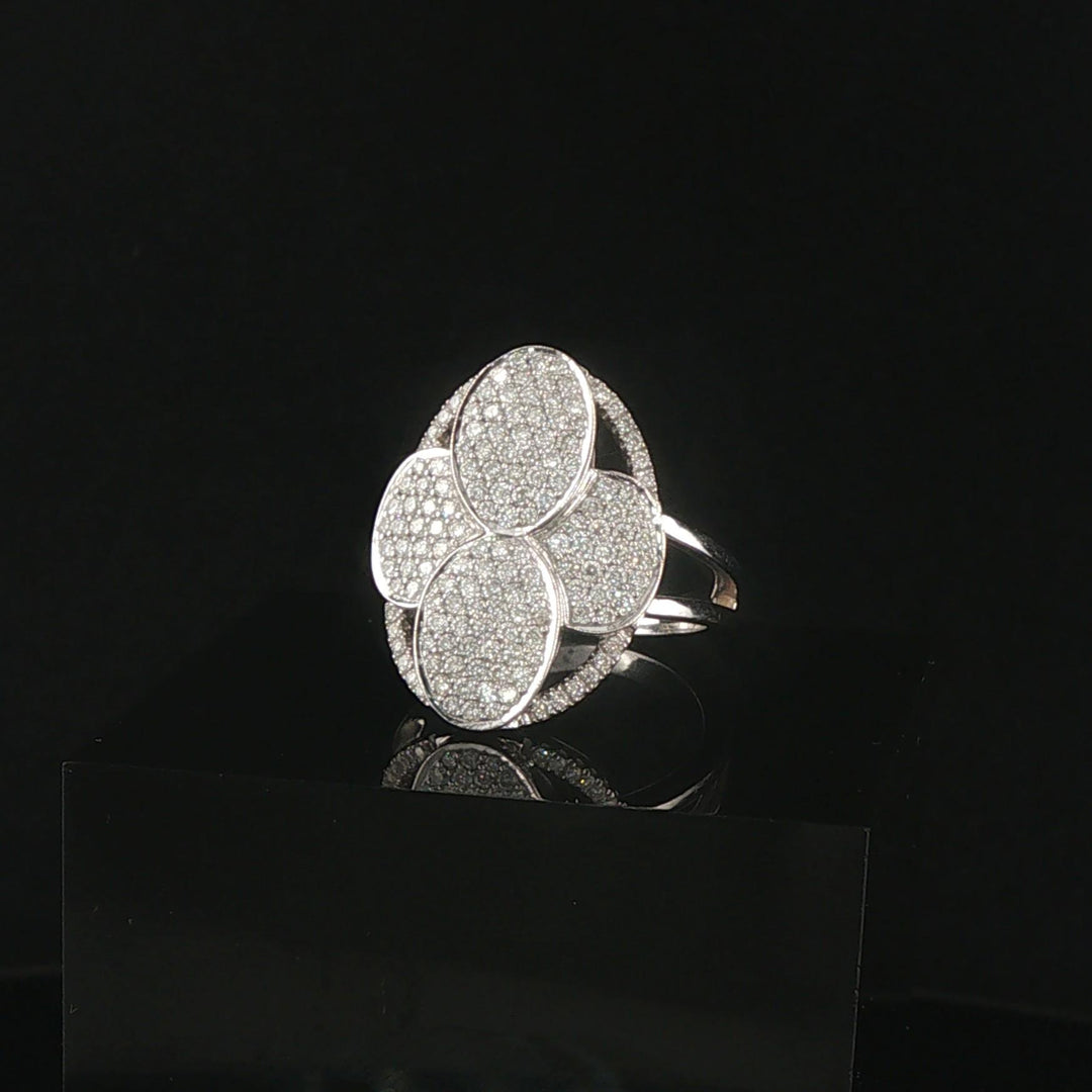 18k White Gold and 1.25cttw Pave Set Diamond Floral Ring Size 7