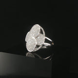 18k White Gold and 1.25cttw Pave Set Diamond Floral Ring Size 7