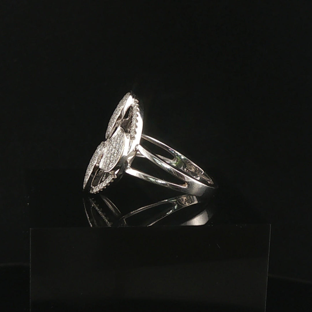 18k White Gold and 1.25cttw Pave Set Diamond Floral Ring Size 7
