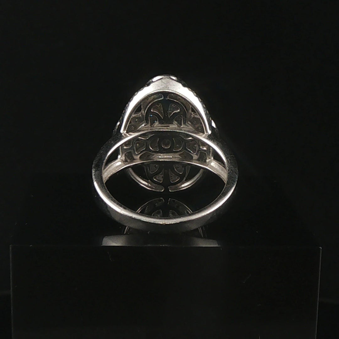 18k White Gold and 1.25cttw Pave Set Diamond Floral Ring Size 7