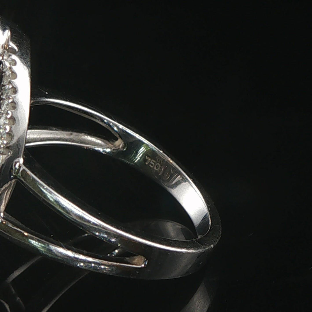 18k White Gold and 1.25cttw Pave Set Diamond Floral Ring Size 7