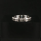 18k White Gold 0.50cttw Baguette and Round Cut Diamond Thin Band Ring Size 7