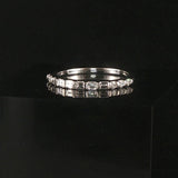 18k White Gold 0.50cttw Baguette and Round Cut Diamond Thin Band Ring Size 7