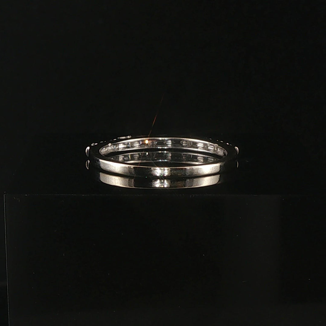 18k White Gold 0.50cttw Baguette and Round Cut Diamond Thin Band Ring Size 7