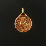 18k Yellow Gold 7.2g UnoAErre Vintage Zodiac Pendant Italy 1.5"