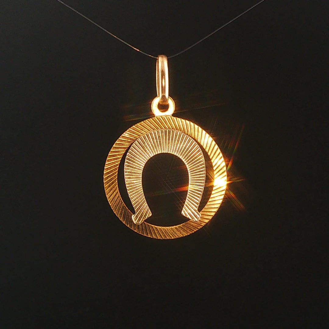 18k Yellow and White Gold 4.4g UnoAErre Horseshoe Pendant Italy 1.5"