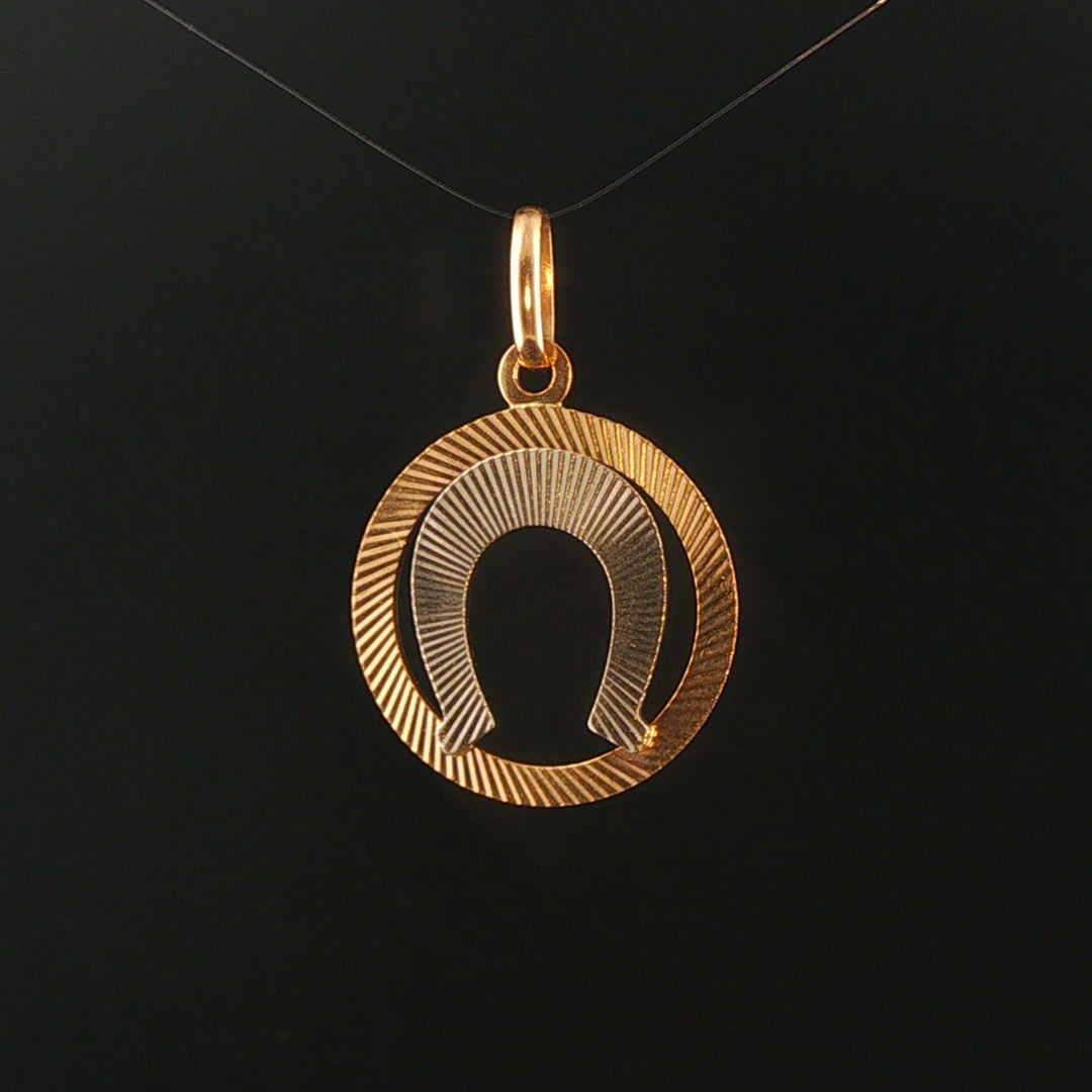 18k Yellow and White Gold 4.4g UnoAErre Horseshoe Pendant Italy 1.5"