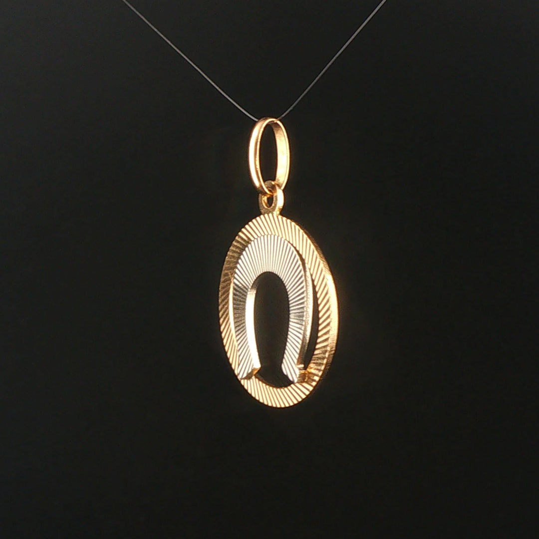 18k Yellow and White Gold 4.4g UnoAErre Horseshoe Pendant Italy 1.5"