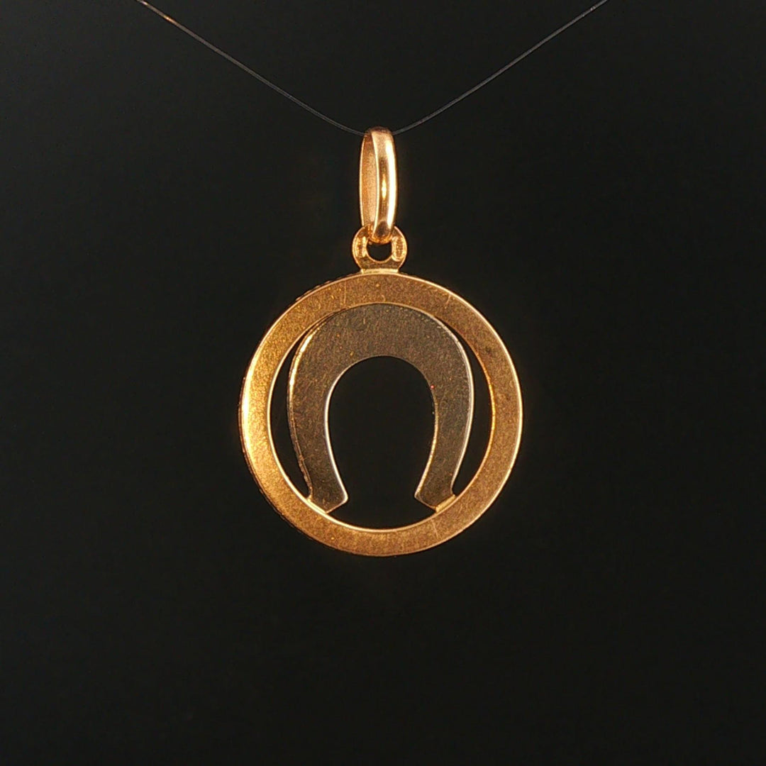 18k Yellow and White Gold 4.4g UnoAErre Horseshoe Pendant Italy 1.5"