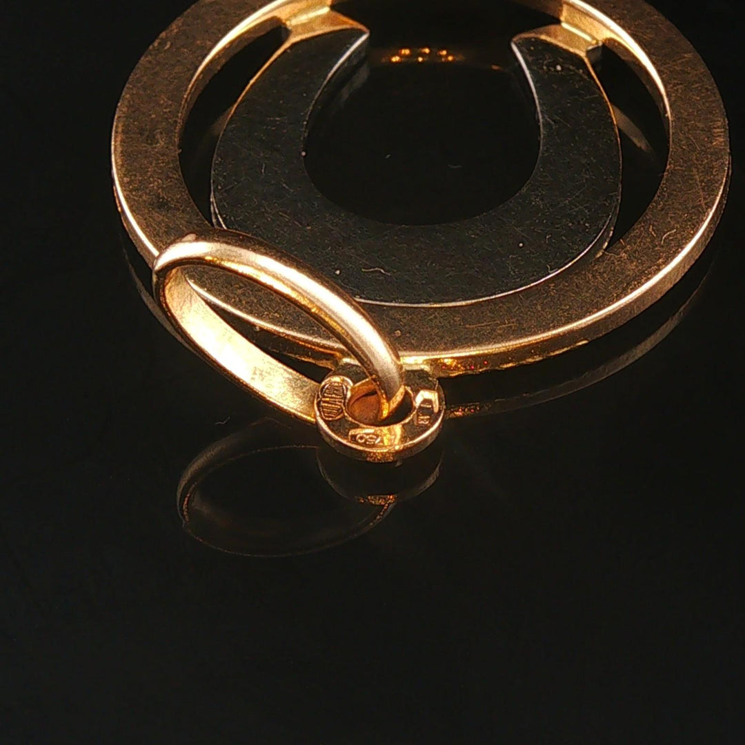 18k Yellow and White Gold 4.4g UnoAErre Horseshoe Pendant Italy 1.5"