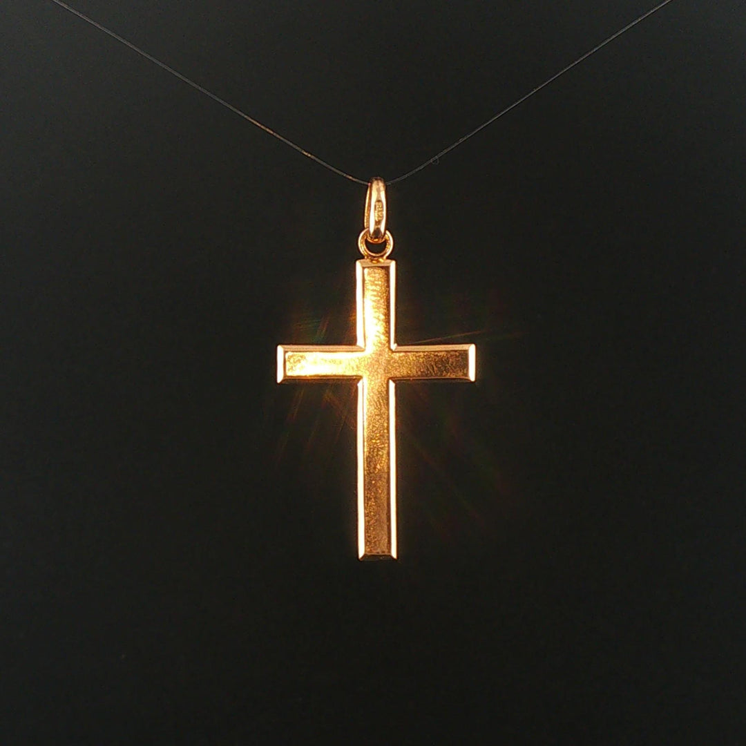 18k Yellow Gold 7.2g Polished Flat Cross Pendant 1.5"