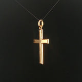 18k Yellow Gold 7.2g Polished Flat Cross Pendant 1.5"