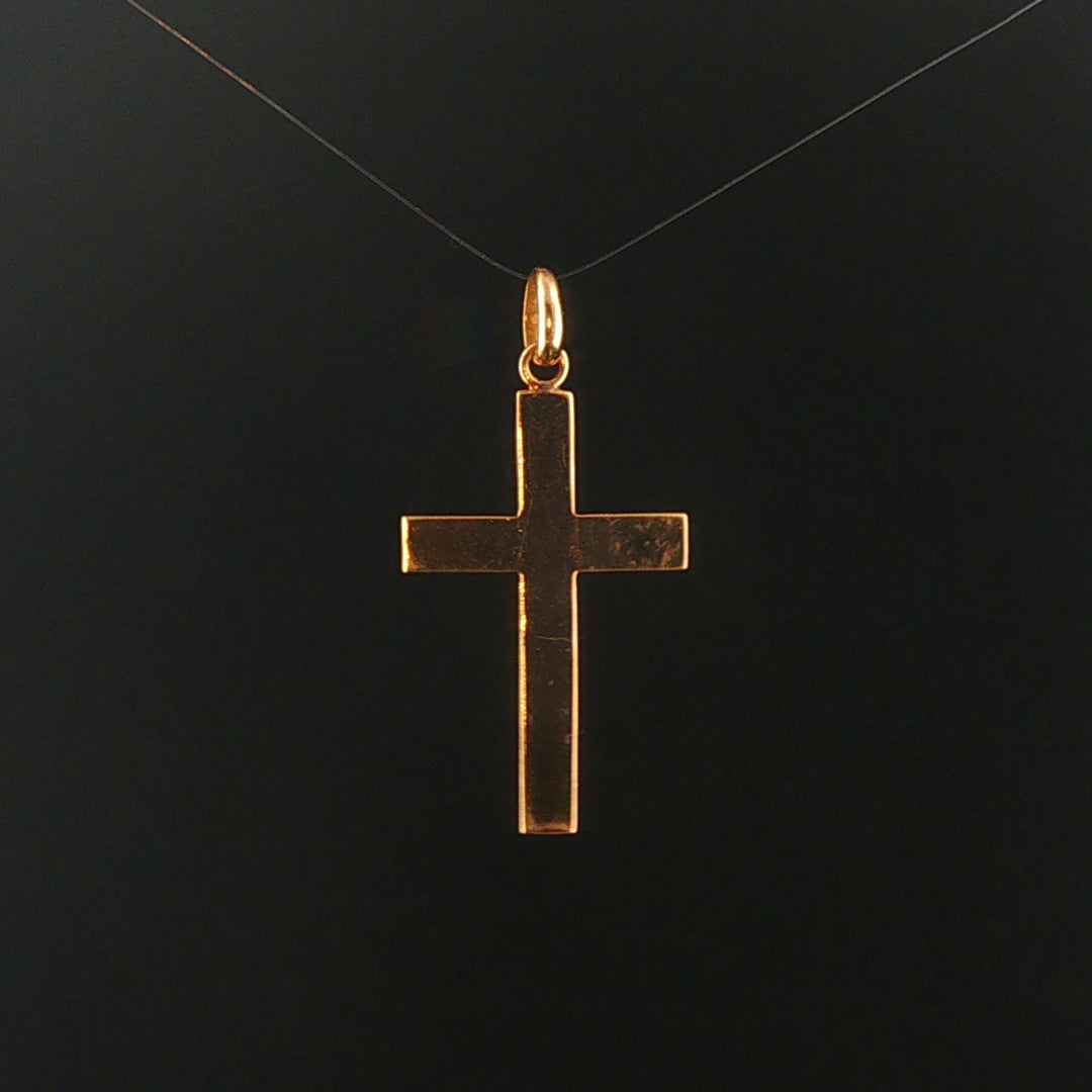 18k Yellow Gold 7.2g Polished Flat Cross Pendant 1.5"