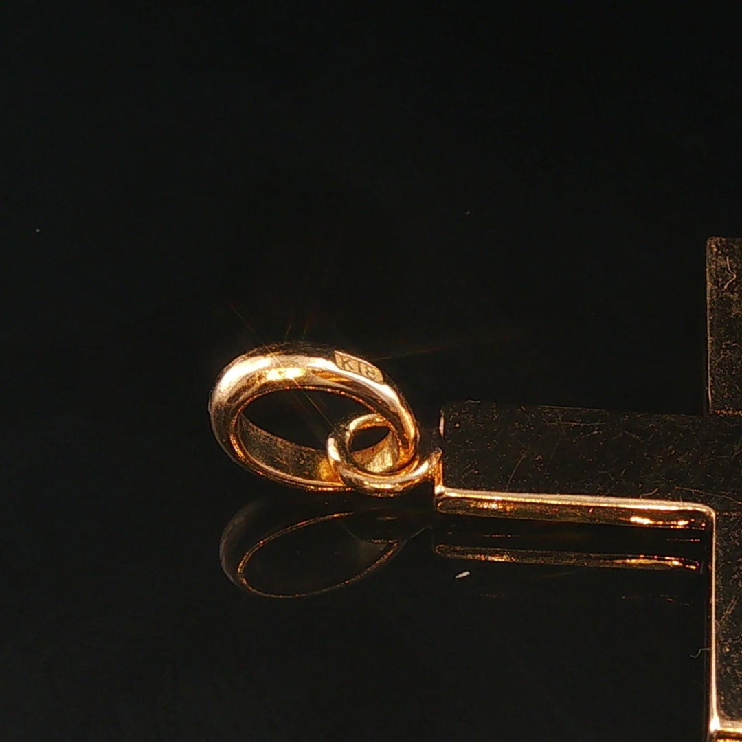 18k Yellow Gold 7.2g Polished Flat Cross Pendant 1.5"
