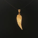 18k Yellow Gold 2.1g Textured Angel Wing Pendant 1.5"