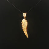 18k Yellow Gold 2.1g Textured Angel Wing Pendant 1.5"