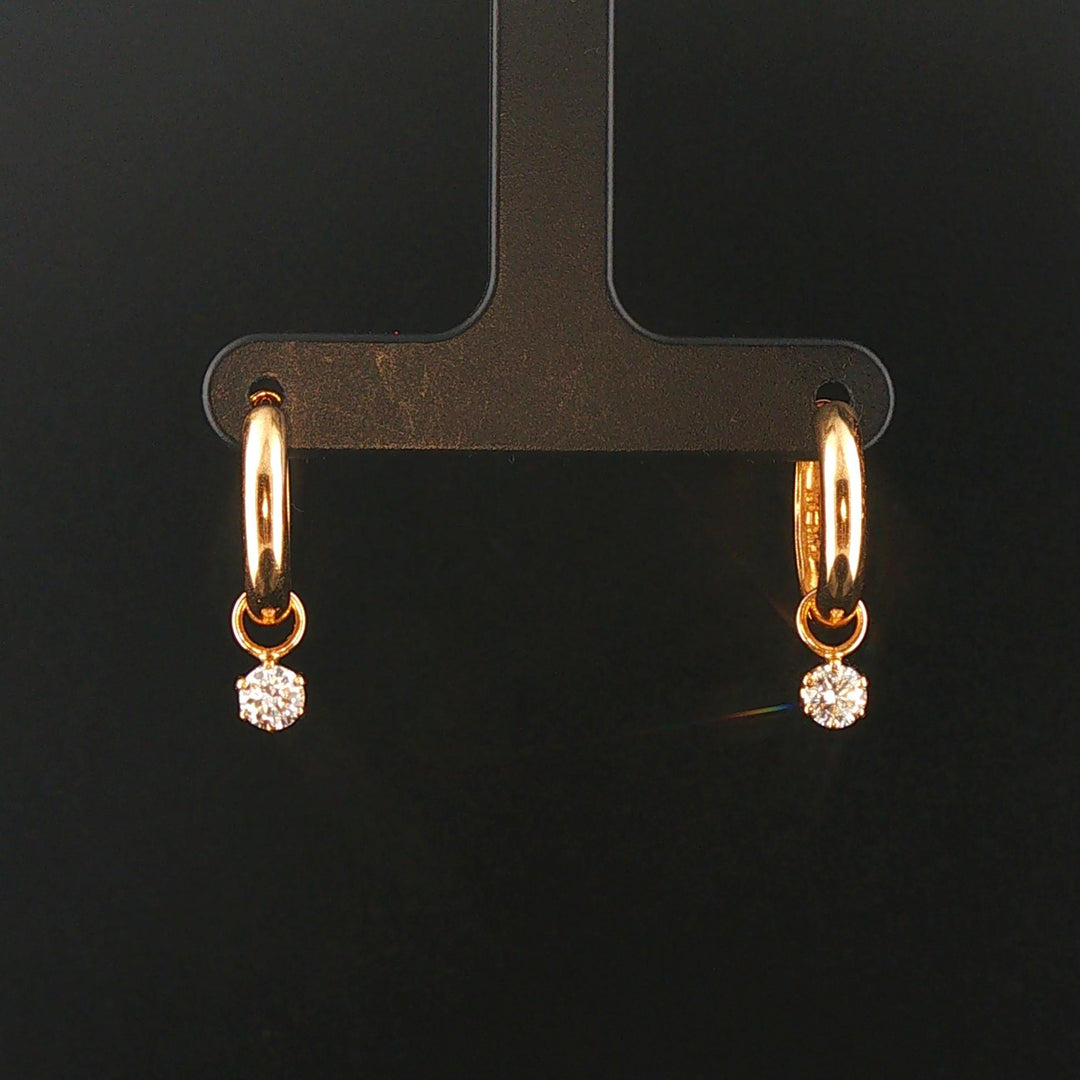 18k Yellow Gold and 0.50cttw Diamonds Hoop Dangle Earrings