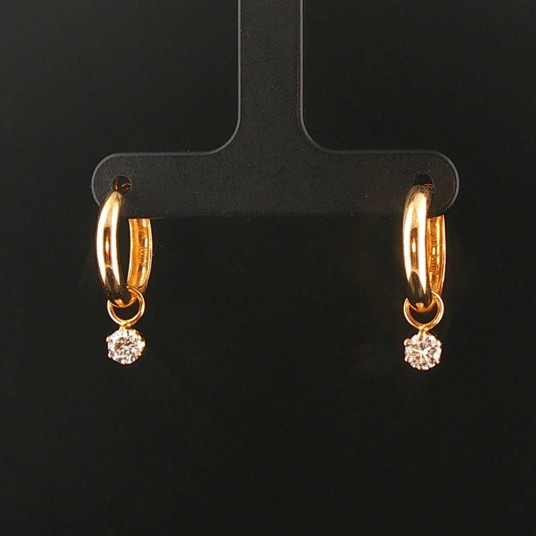 18k Yellow Gold and 0.50cttw Diamonds Hoop Dangle Earrings