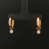 18k Yellow Gold and 0.50cttw Diamonds Hoop Dangle Earrings