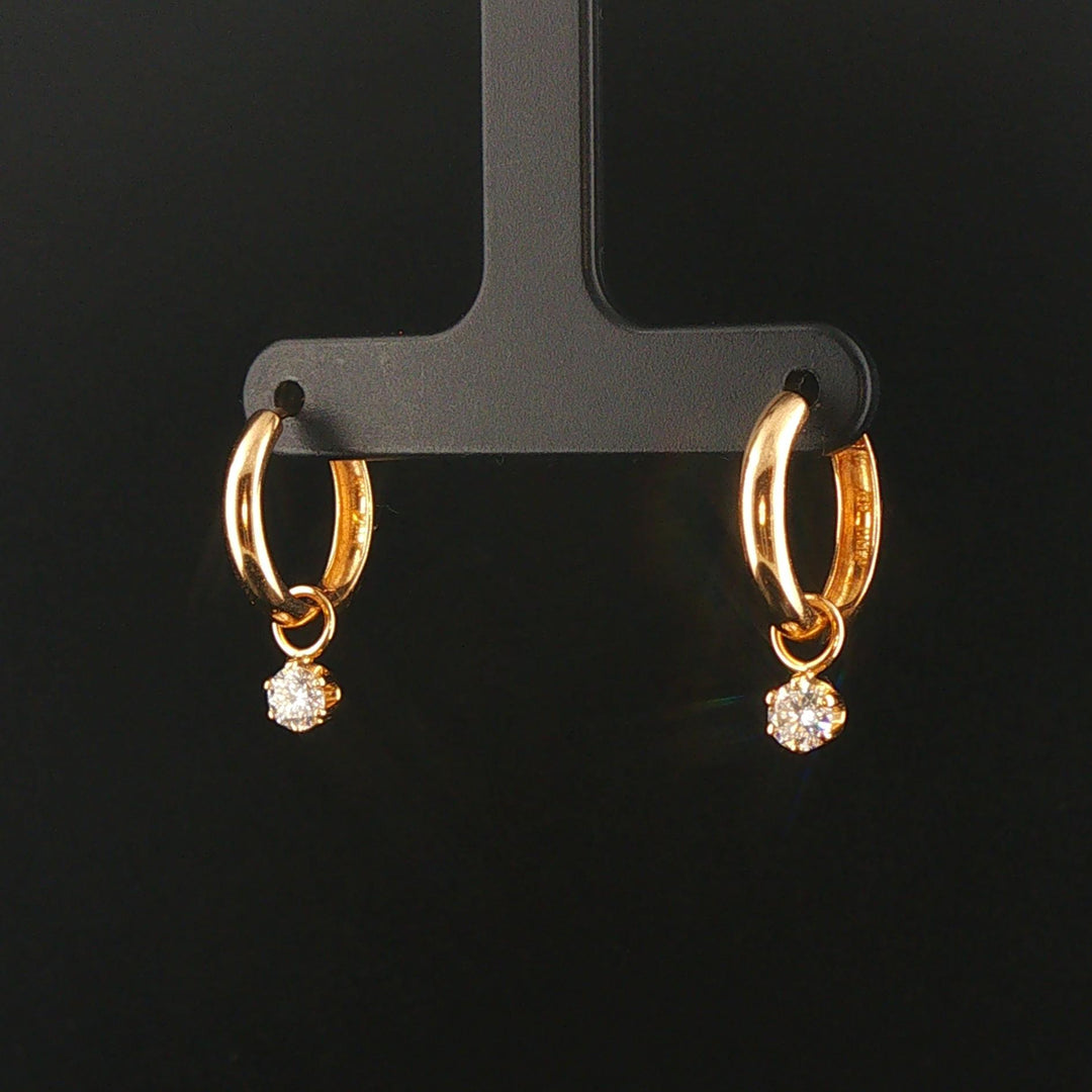 18k Yellow Gold and 0.50cttw Diamonds Hoop Dangle Earrings