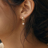 18k Yellow Gold and 0.50cttw Diamonds Hoop Dangle Earrings