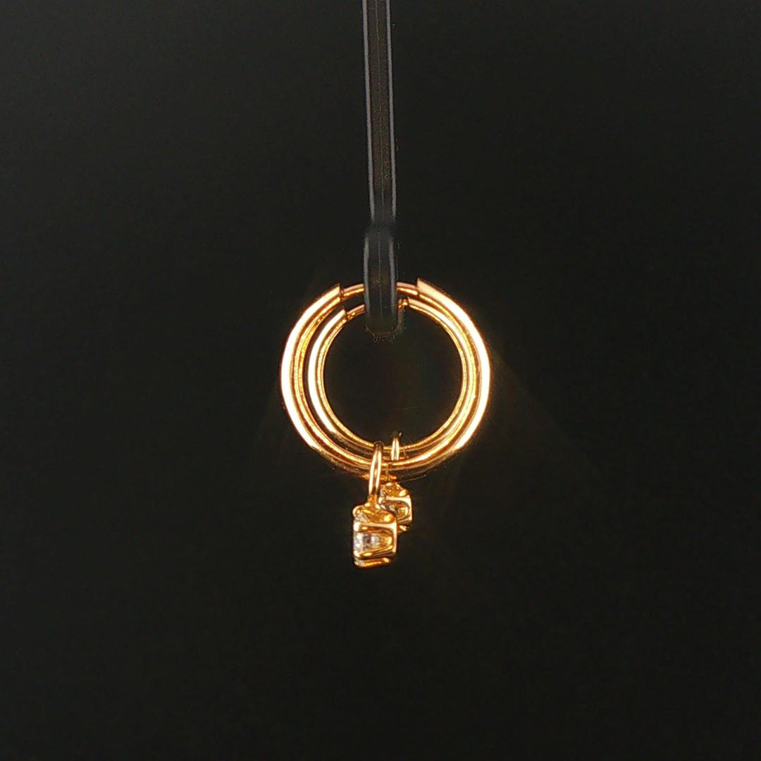 18k Yellow Gold and 0.50cttw Diamonds Hoop Dangle Earrings
