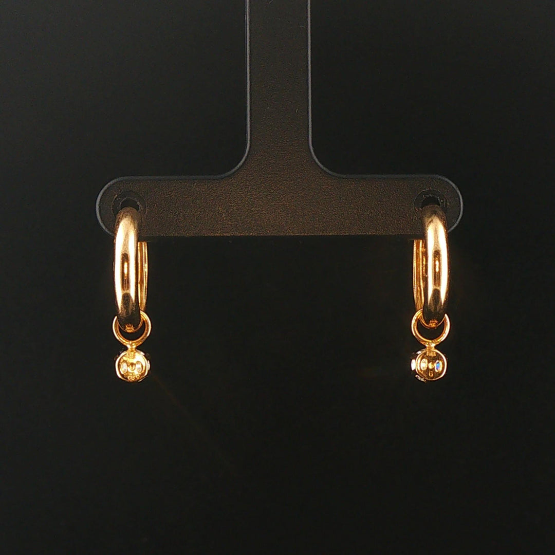 18k Yellow Gold and 0.50cttw Diamonds Hoop Dangle Earrings