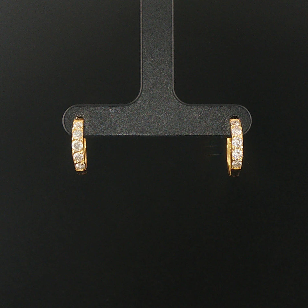 18k Yellow Gold and 0.50cttw Diamond Small Hoop Earrings