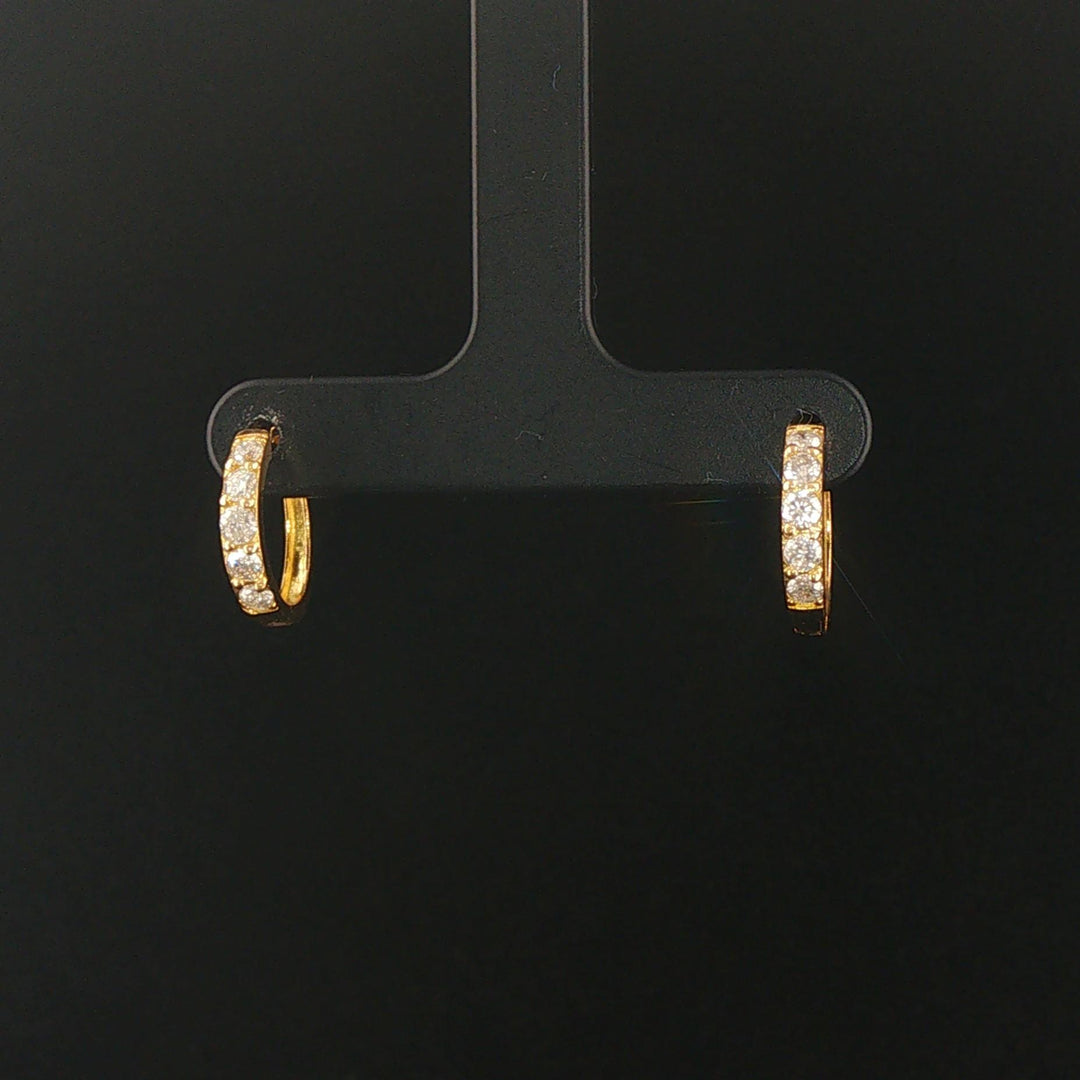 18k Yellow Gold and 0.50cttw Diamond Small Hoop Earrings