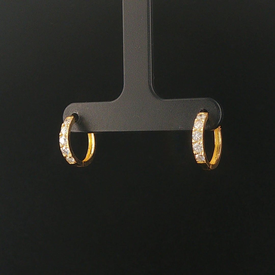 18k Yellow Gold and 0.50cttw Diamond Small Hoop Earrings