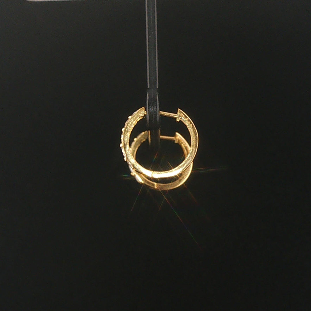 18k Yellow Gold and 0.50cttw Diamond Small Hoop Earrings