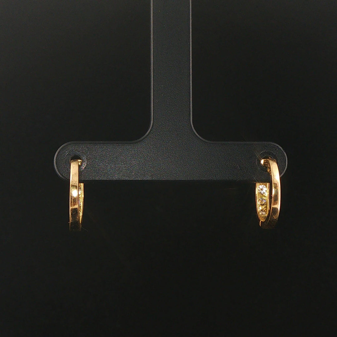 18k Yellow Gold and 0.50cttw Diamond Small Hoop Earrings
