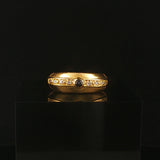 18k Yellow Gold Cabochon Sapphire and Diamond Vintage Band Ring Size 7.75