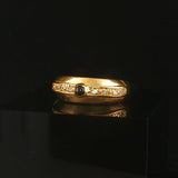 18k Yellow Gold Cabochon Sapphire and Diamond Vintage Band Ring Size 7.75