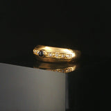 18k Yellow Gold Cabochon Sapphire and Diamond Vintage Band Ring Size 7.75