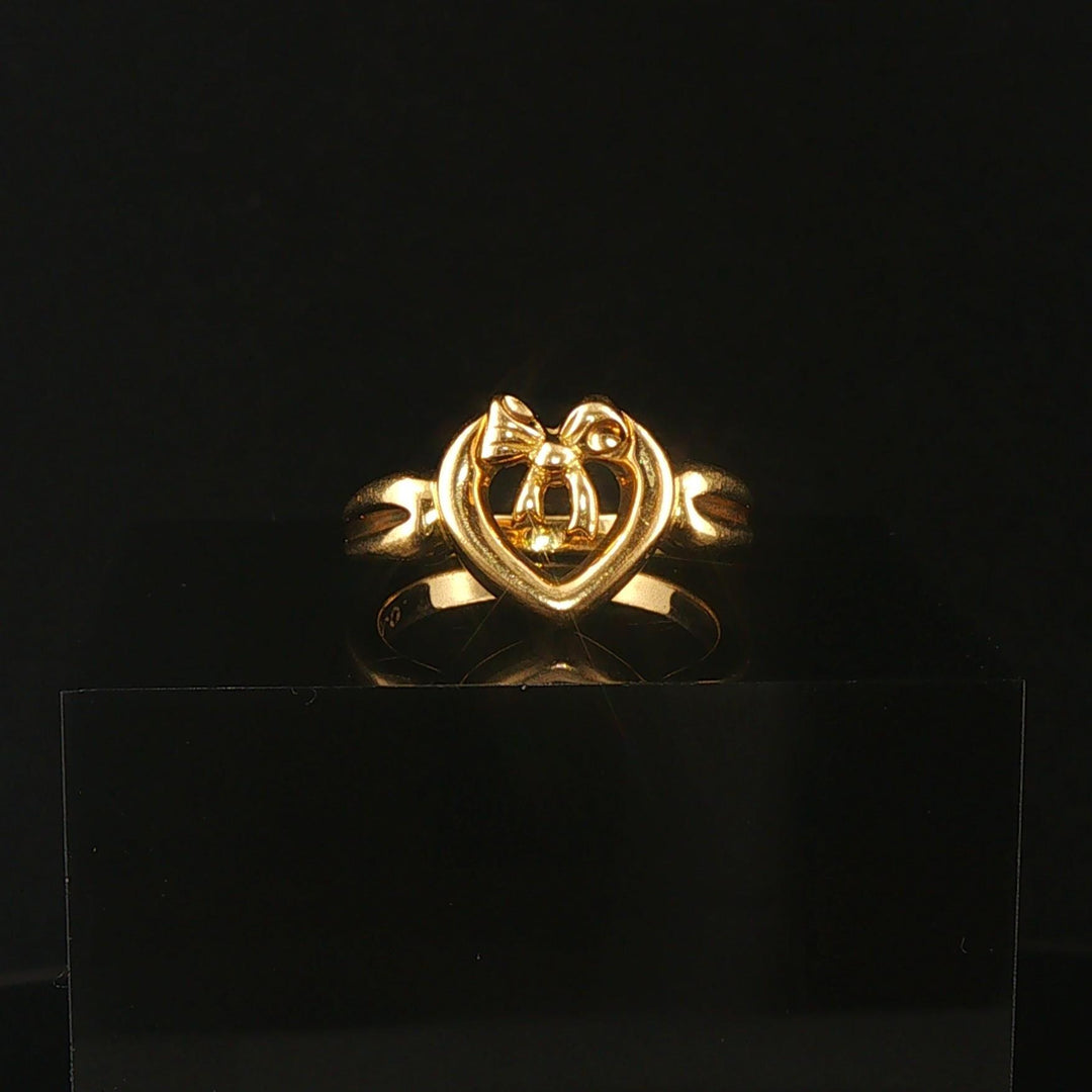 Tiffany & Co. 18k Yellow Gold Open Heart With Bow Ring Size 5.5